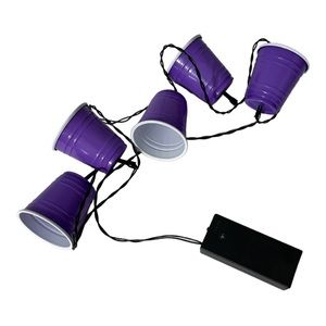 Purple solo theme mini cup string lights battery perfect for bar party decor